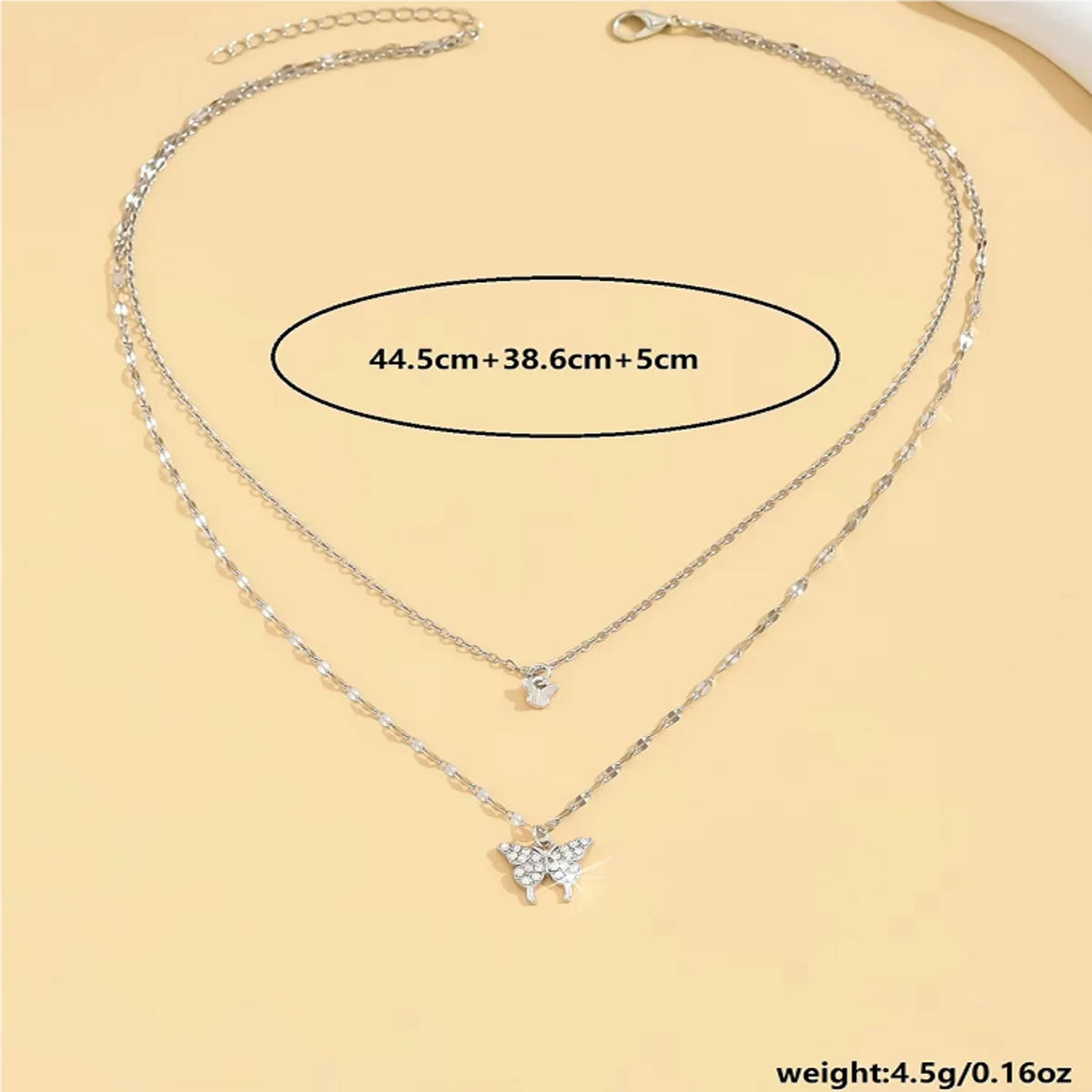 Sparkling Double Layer Butterfly Necklace Collar Chain Jewelry