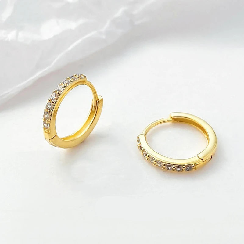 2PCS Stainless Steel Hoop Earrings Crystal Zirconia Small Huggie Thin Cartilage Earring Helix Tragus Piercing
