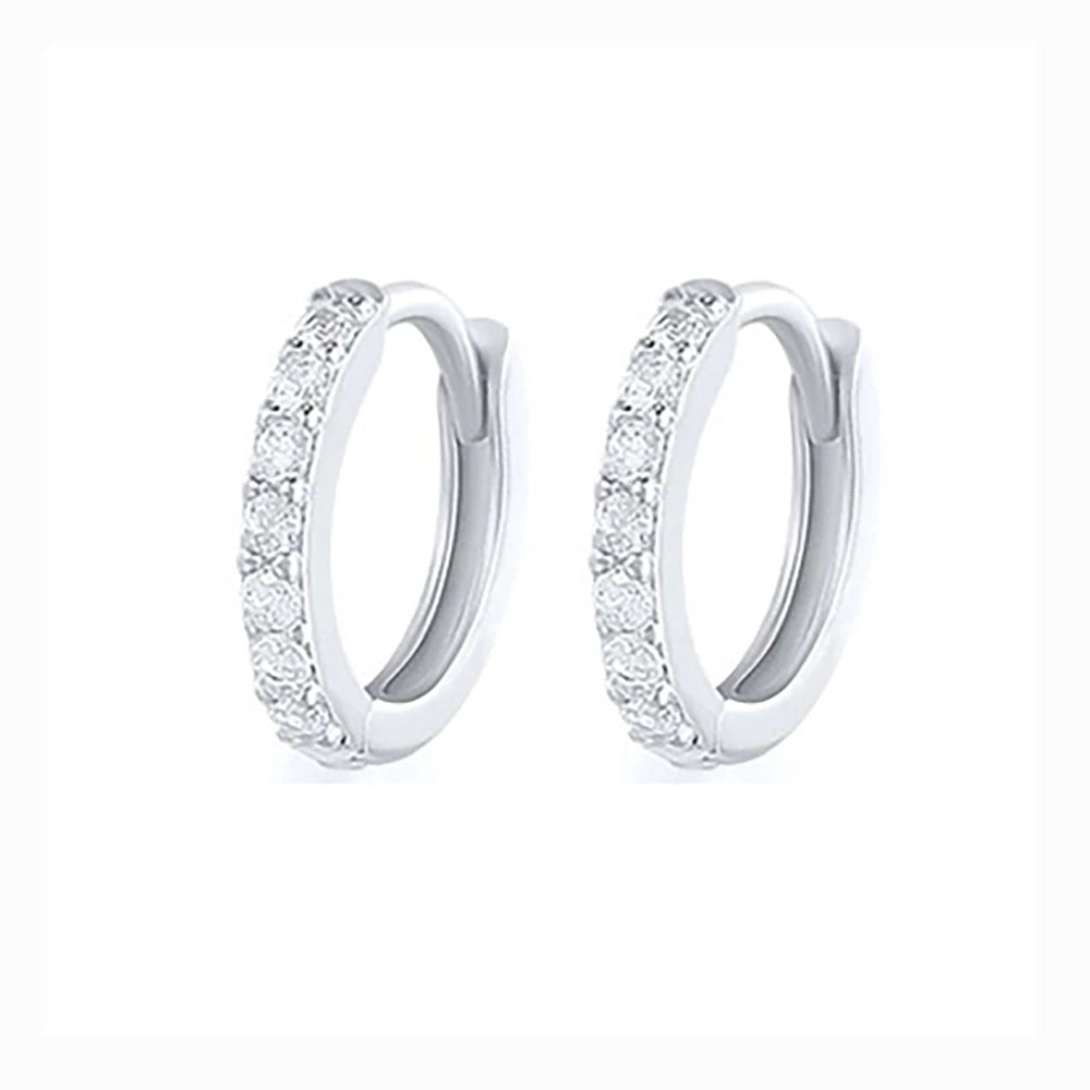 2PCS Stainless Steel Hoop Earrings Crystal Zirconia Small Huggie Thin Cartilage Earring Helix Tragus Piercing