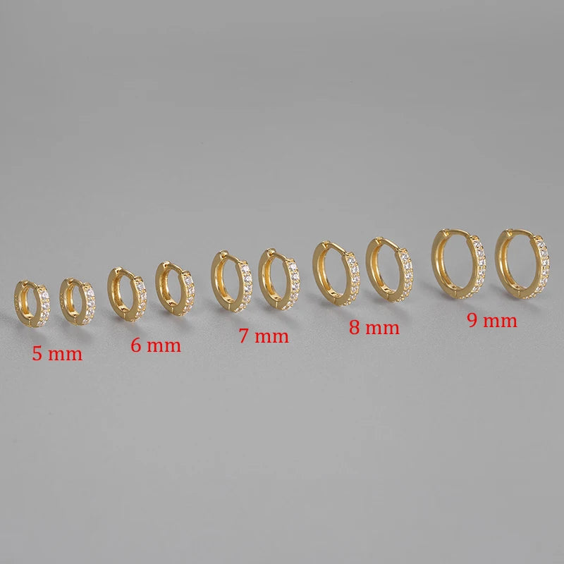 2PCS Stainless Steel Hoop Earrings Crystal Zirconia Small Huggie Thin Cartilage Earring Helix Tragus Piercing