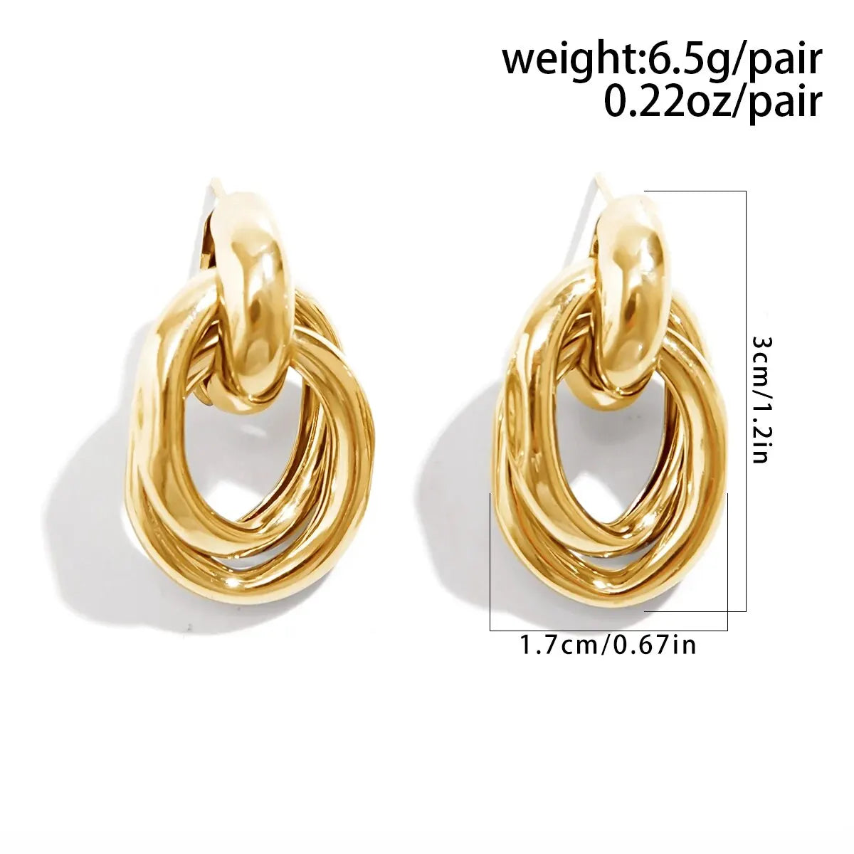 Classic Trendy Gold Geometric Irregular Stud Earrings