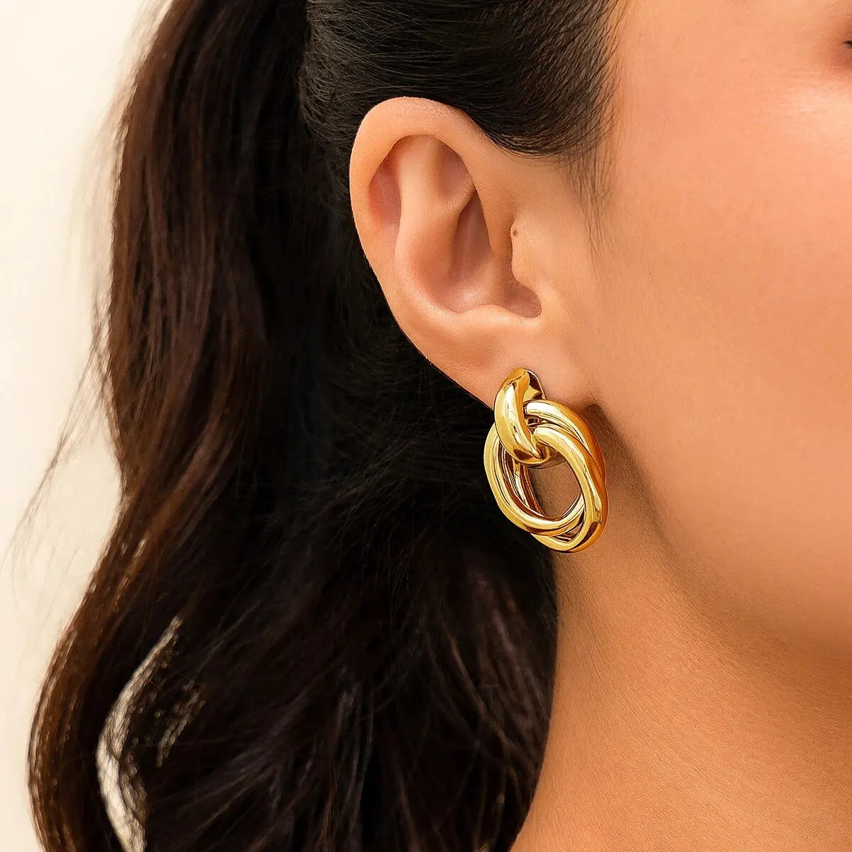 Classic Trendy Gold Geometric Irregular Stud Earrings