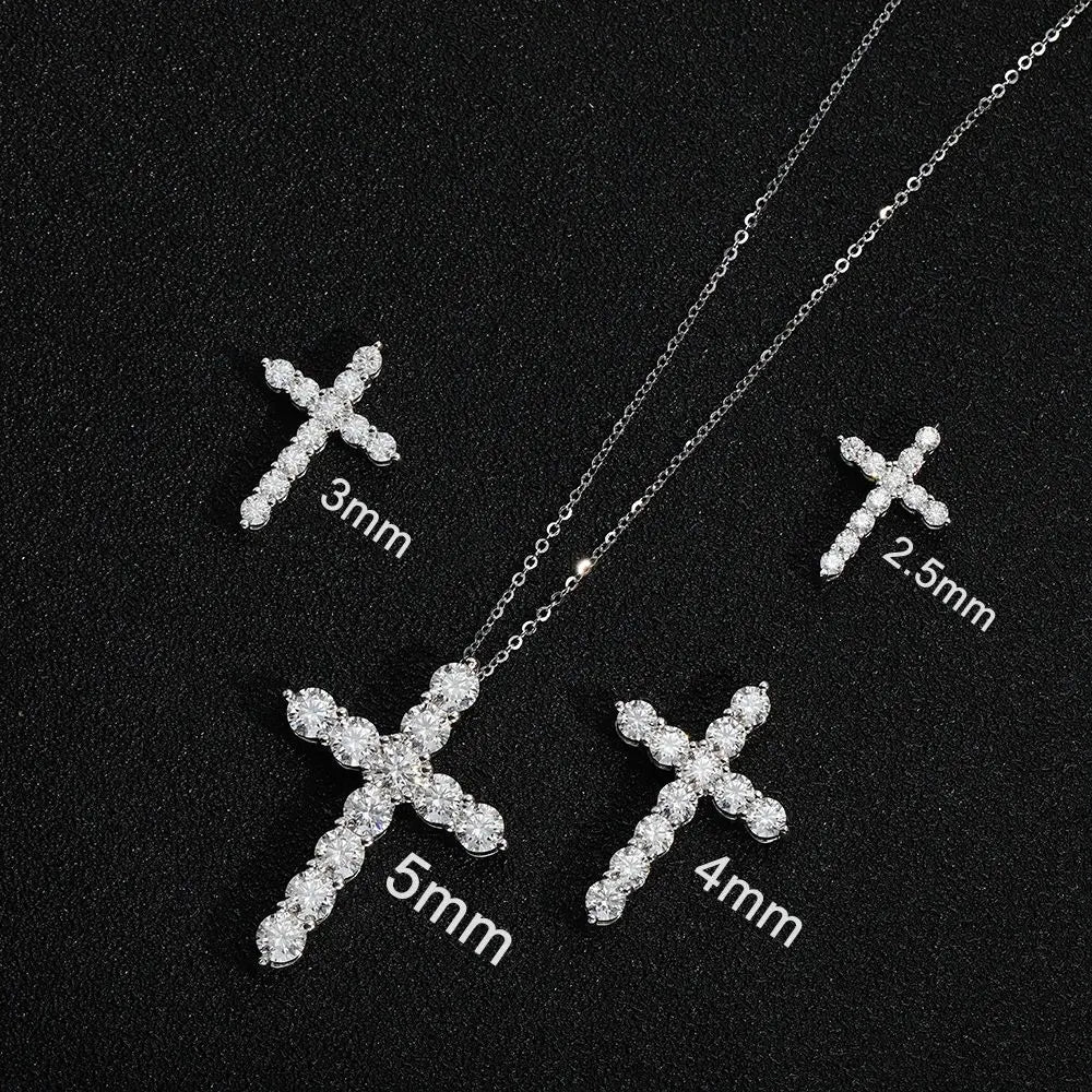 Cross Pendant 925 Sterling Sliver Chain Plated 18k White Gold