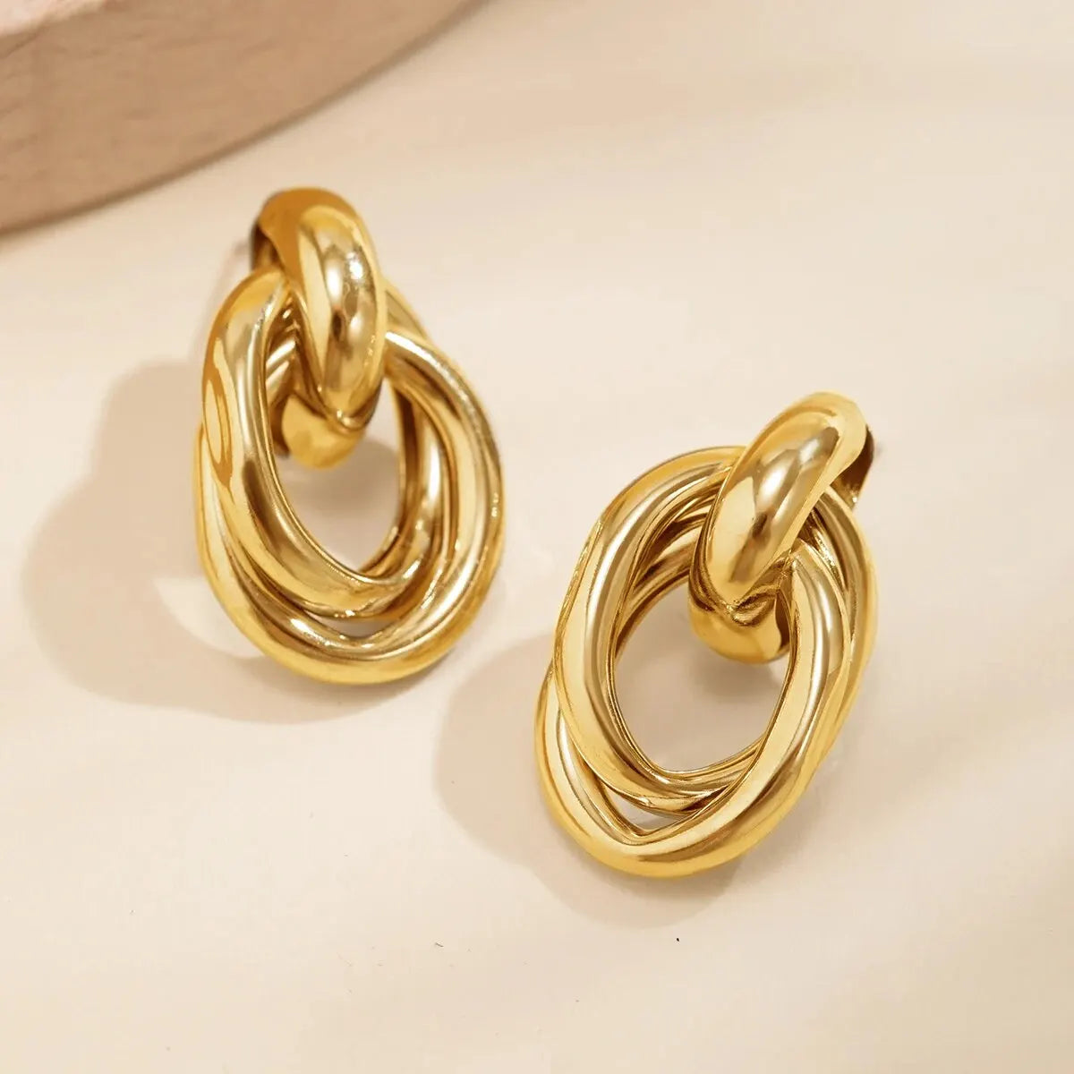 Classic Trendy Gold Geometric Irregular Stud Earrings