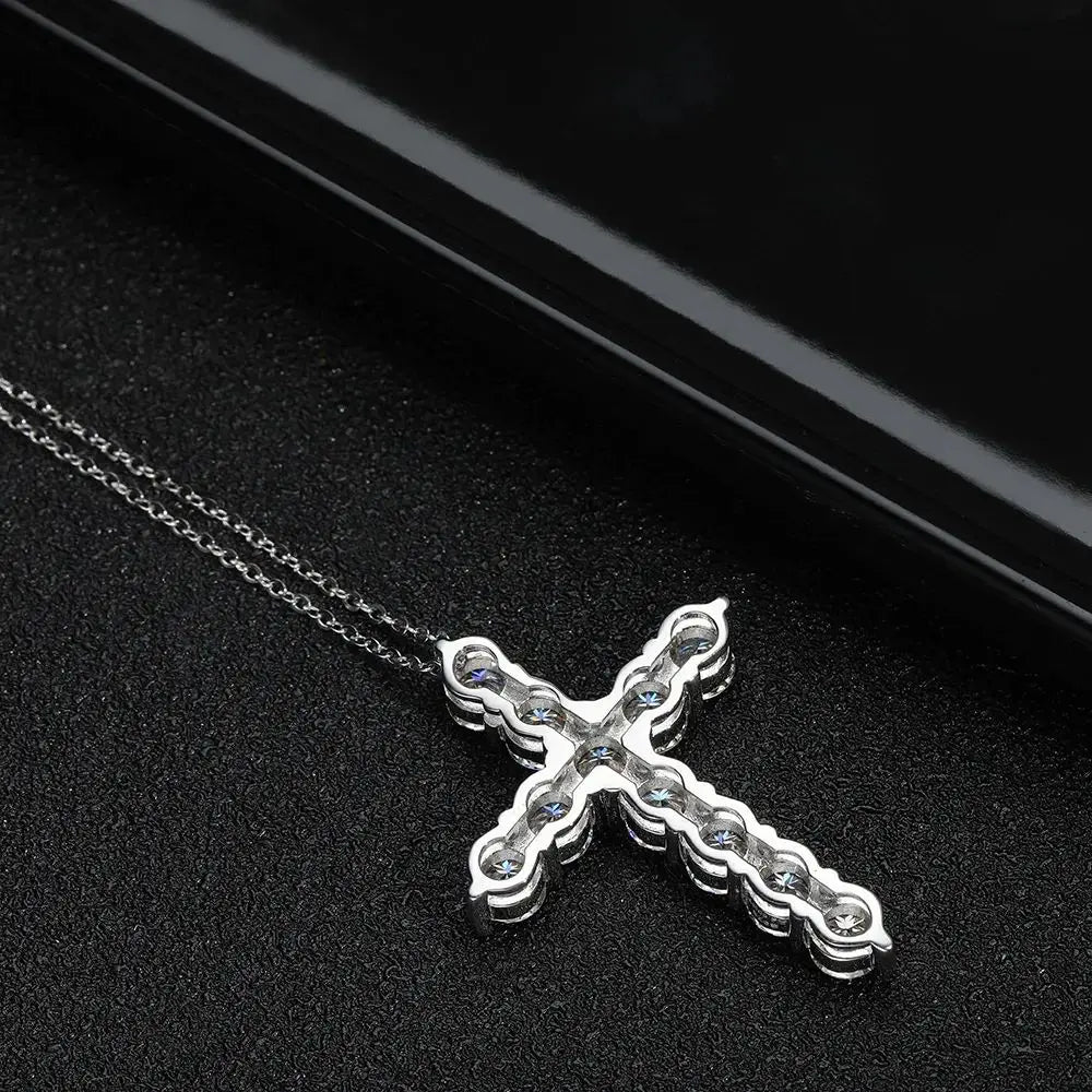 Cross Pendant 925 Sterling Sliver Chain Plated 18k White Gold