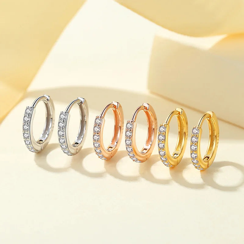 2PCS Stainless Steel Hoop Earrings Crystal Zirconia Small Huggie Thin Cartilage Earring Helix Tragus Piercing