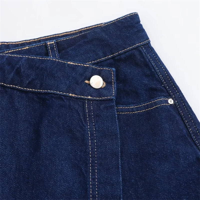 Blue Denim Short Sleeve Cropped Shirt