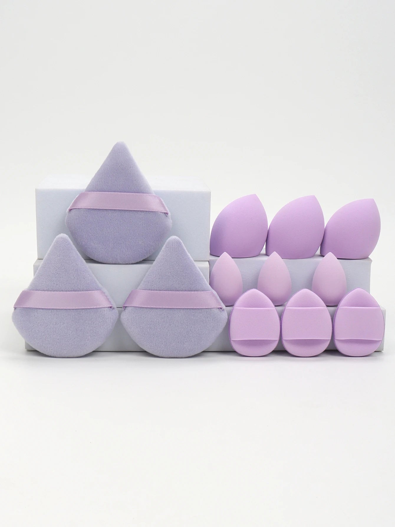 12-Piece All-Purpose Sponge Set, Made of 3 Loose Powder Puffs, 3 Mini Air Cushion Puffs, 3 Beauty Eggs and 3 Mini Beauty