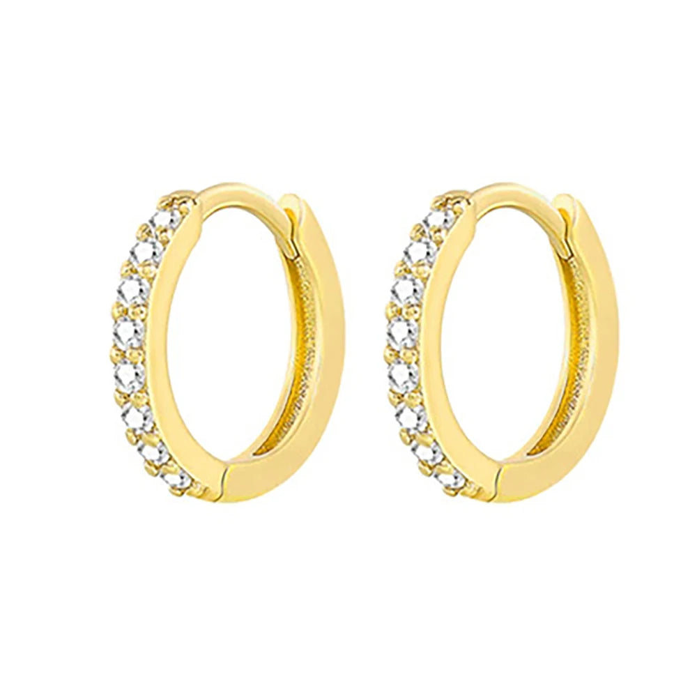 2PCS Stainless Steel Hoop Earrings Crystal Zirconia Small Huggie Thin Cartilage Earring Helix Tragus Piercing
