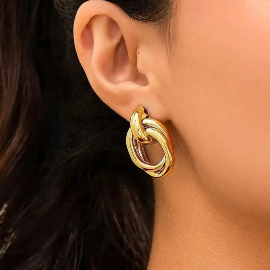 Classic Trendy Gold Geometric Irregular Stud Earrings