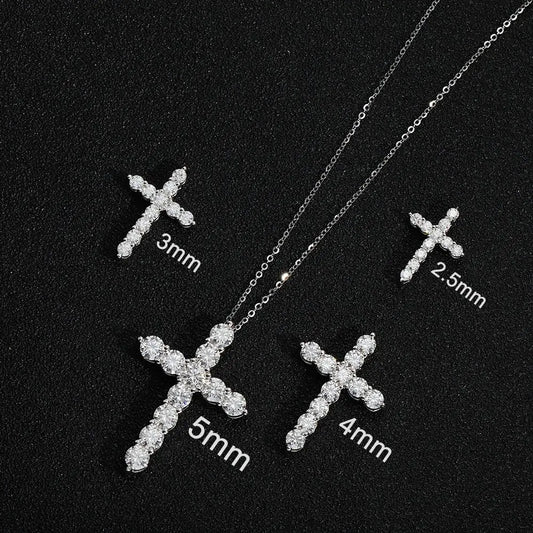 Cross Pendant 925 Sterling Sliver Chain Plated 18k White Gold