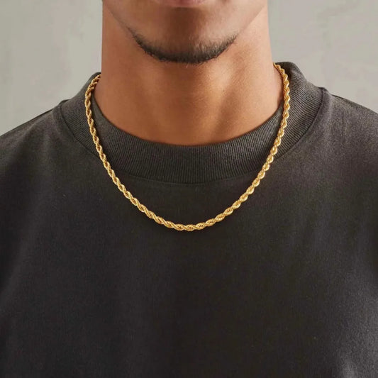 Unisex 45-60cm 18K Gold 4mm Rope Chain Necklace 18-24Inch
